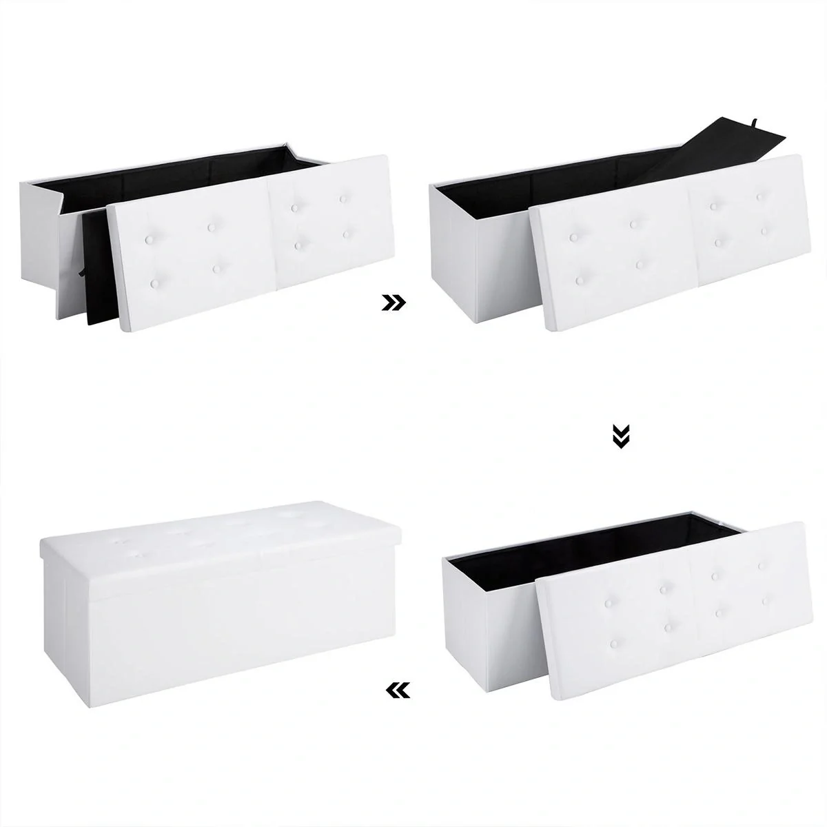 Sofa / Aufbewahrungsbox / Fußhocker inkl. Aufbewahrung & Deckel - Weiß - 80 x 40 x 40 cm - 4