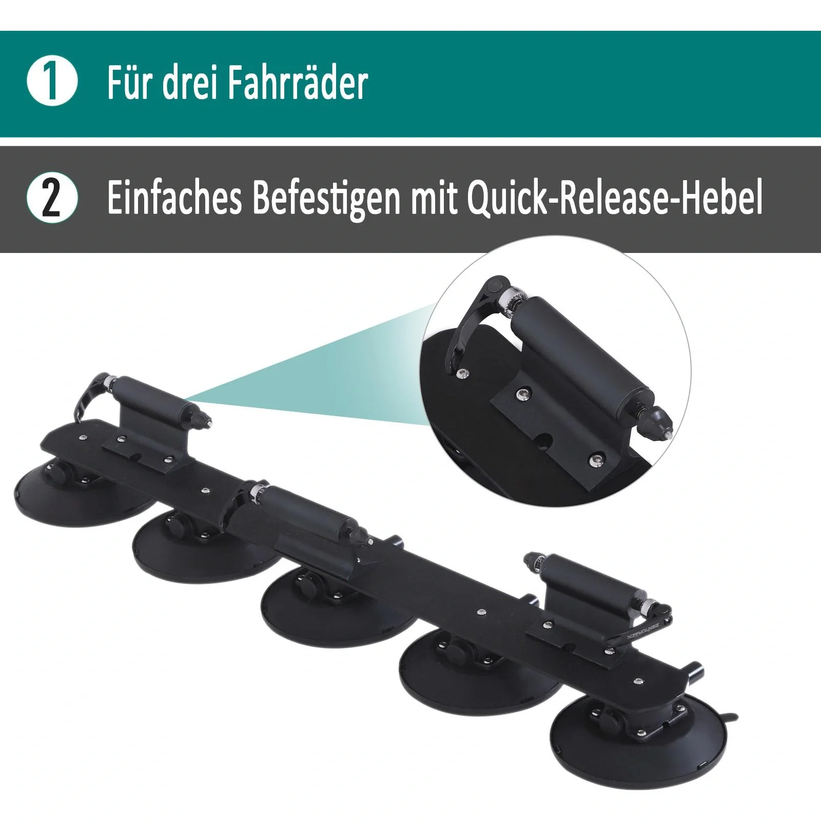 Fahrrradträger Dachträger Fahrradhalter mit Schnellspanner 3 x Fahrrad Alu Schwarz L32 x B15 x H13 cm - 10