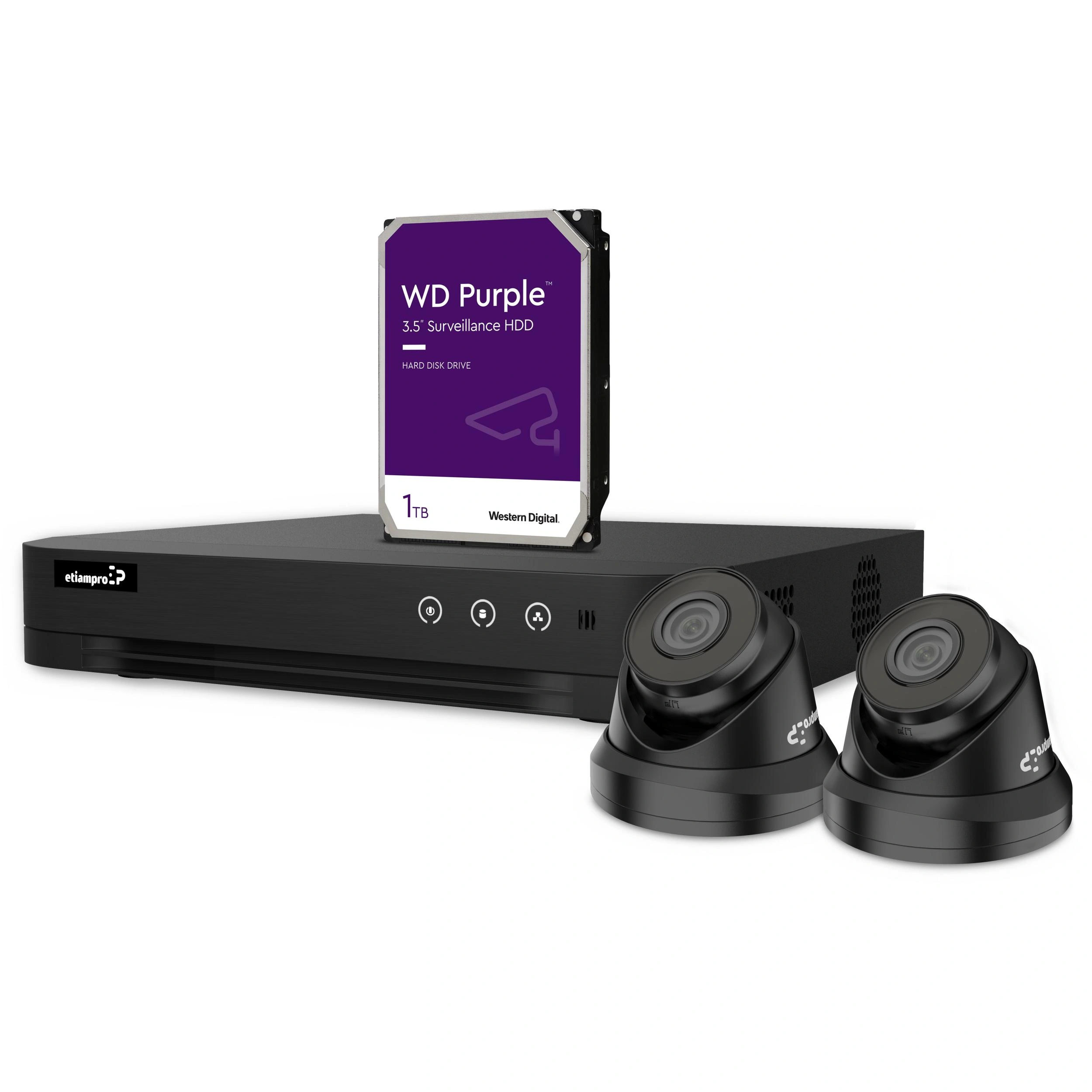 ip-überwachungskamera-set - 4-kanal-netzwerk-videorekorder - 2 x ip-dome-kamera - festplatte 1 tb - kabel - 1