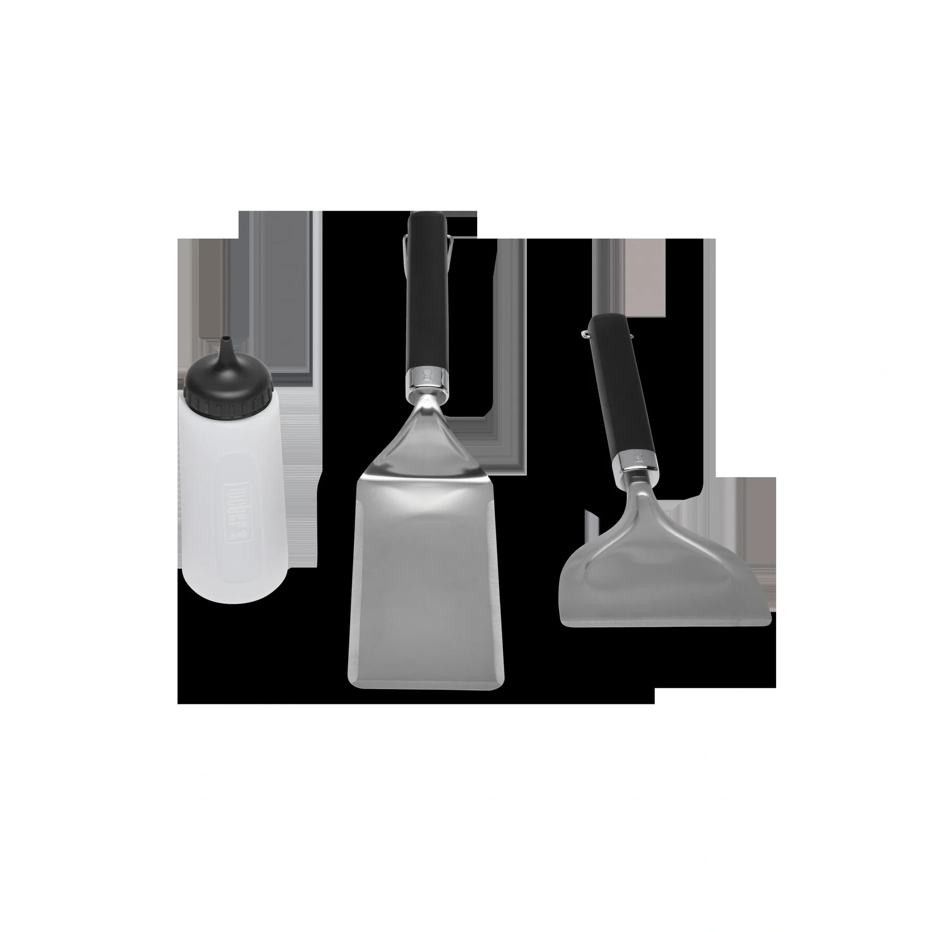 Grillplatten-Zubehörset - 3-teilig bestehend aus Grillplatten-/ Wender /Schaber /Quetschflasche - 1