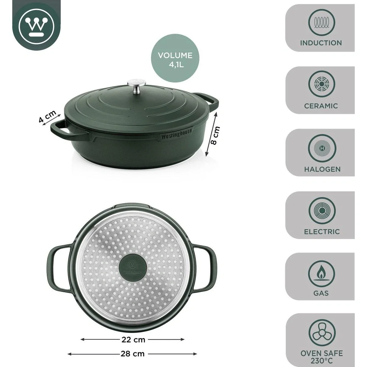 Performance Series Bratpfanne - Backofen geeignet - 28 cm - Grün - 8