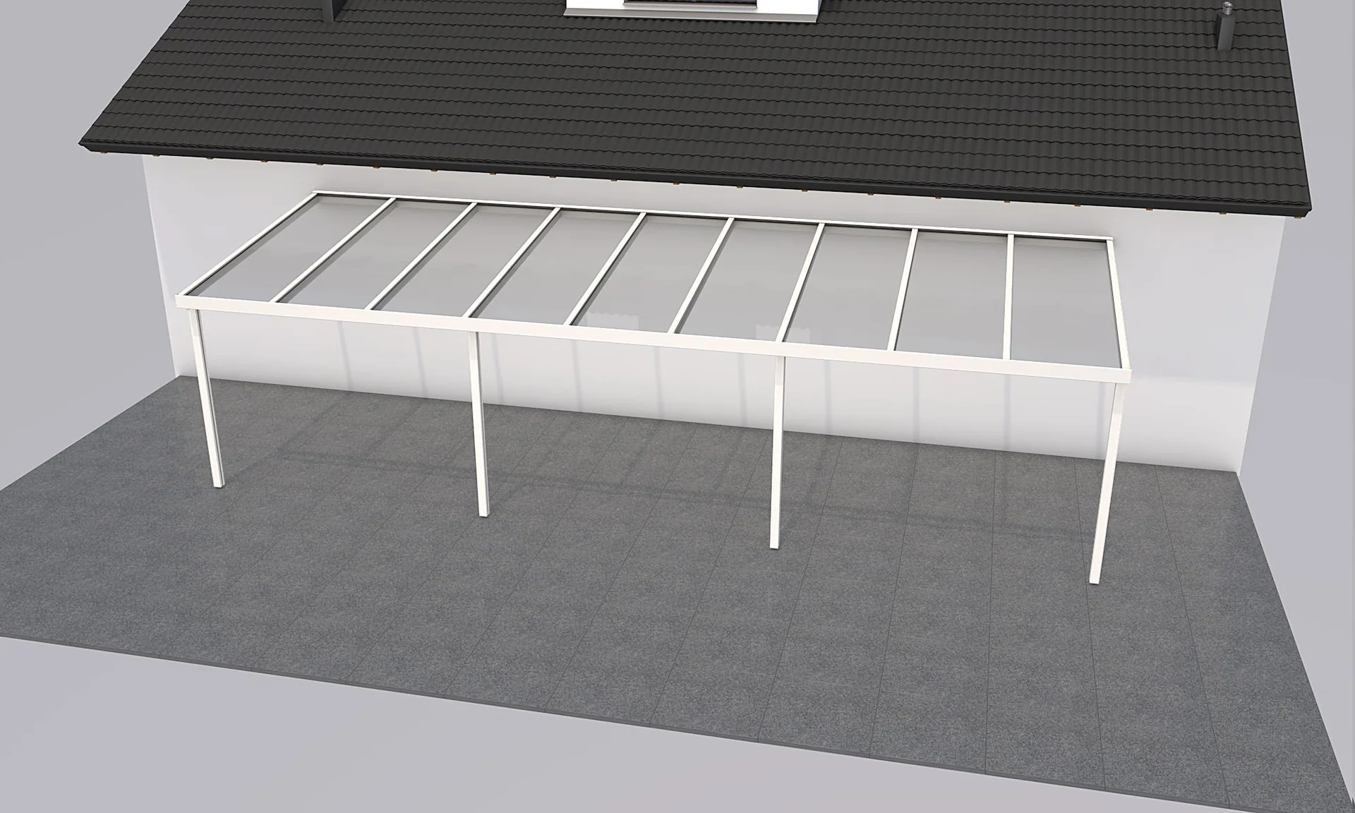 Terrassendach Premium, weiß, 9135 x 3060 mm - 10mm Verbundsicherheitsglas (VSG) - 2
