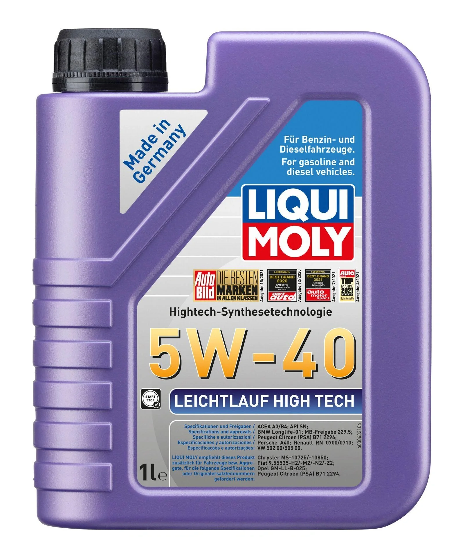 Leichtlauf-Motorenöl High Tech 5W-40, 1 Liter - 1
