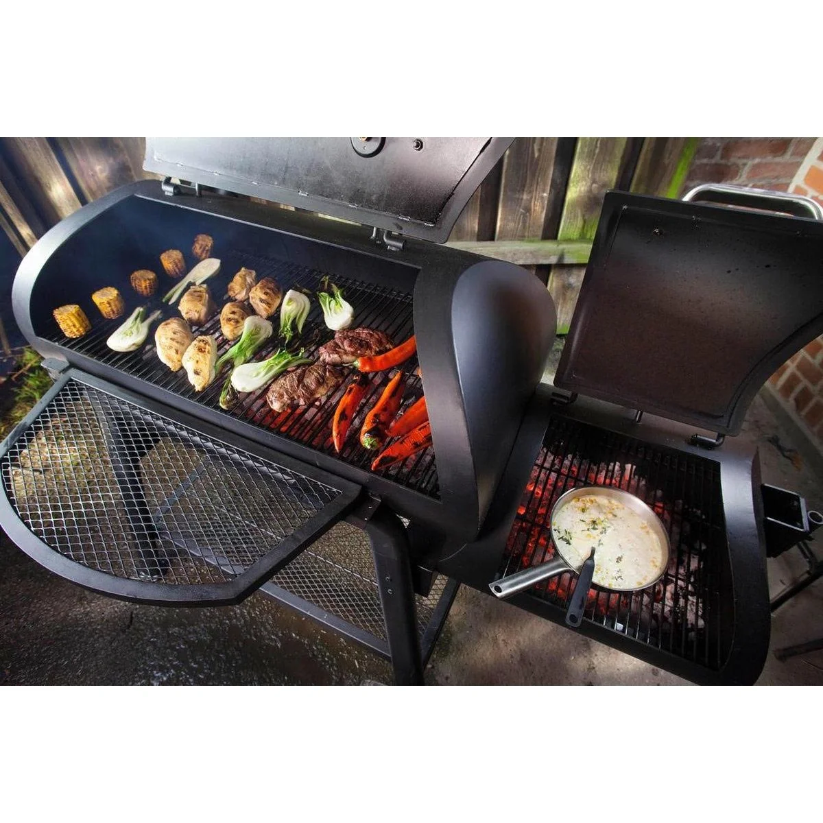 Smoker V-200 - Barbecue - Holzkohlegrill - 16 Zoll - Grillen, Räuchern - 3