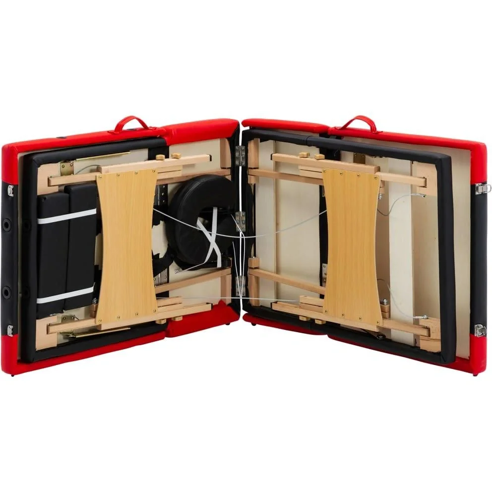 Klappbarer Massagetisch 4 Zonen Holz schwarz und rot - 7