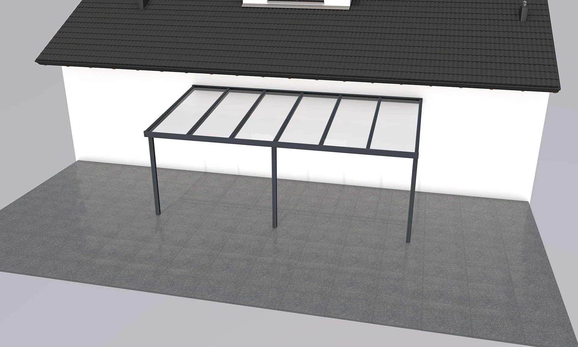 Terrassendach Premium, anthrazit, 6110 x 3060 mm - 10mm Verbundsicherheitsglas (VSG) - 2