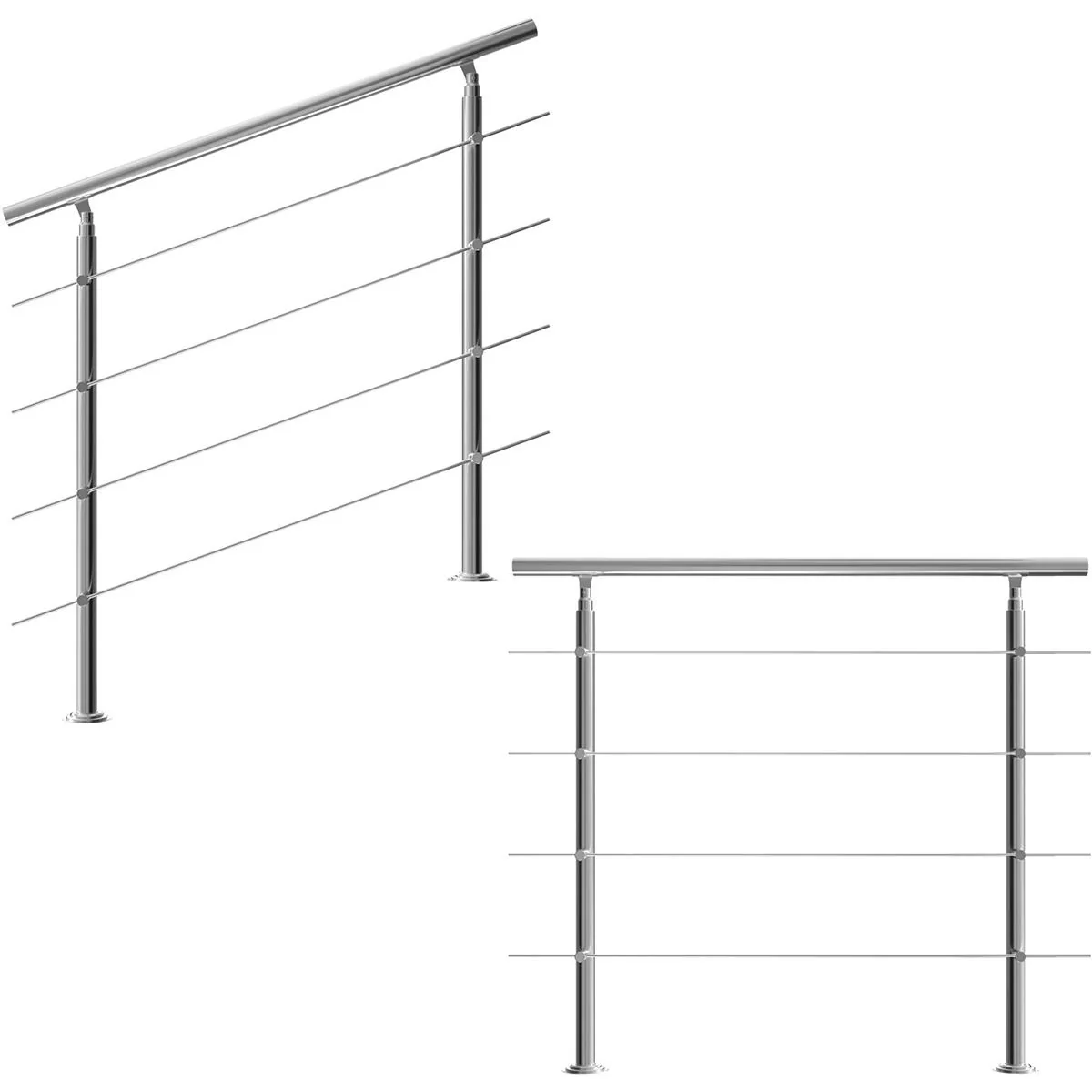 Geländer - Edelstahl - 120 cm - 4 Streben - 3