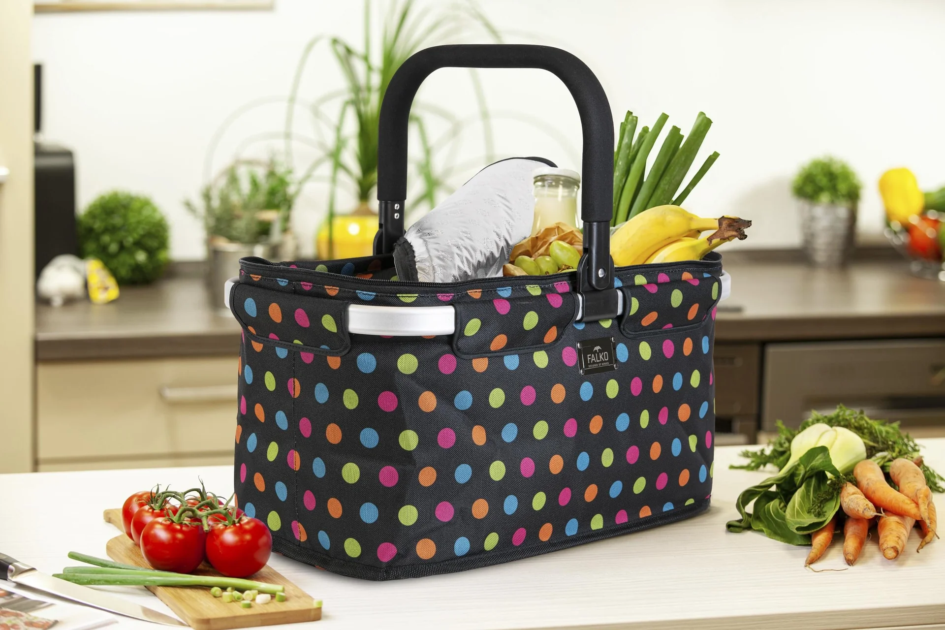 Thermo-Einkaufskorb "Falko", Schwarz mit bunten Punkten, 25 Liter - 2