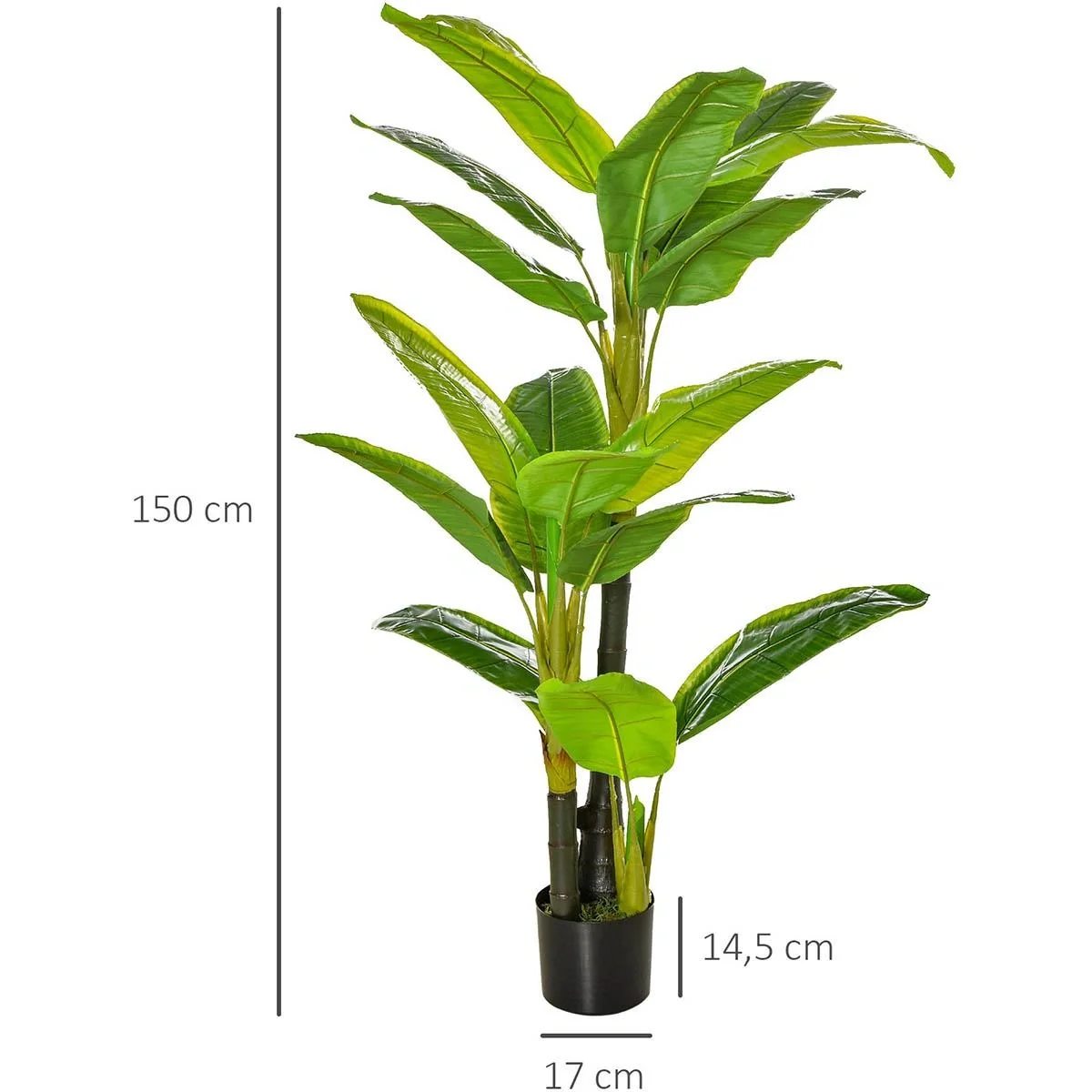 künstliche Pflanzen 150 cm künstlicher Bananen Baum Kunstpflanze Zimmerpflanze Dekopflanze Büropflanze Kunststofftopf fü - 6