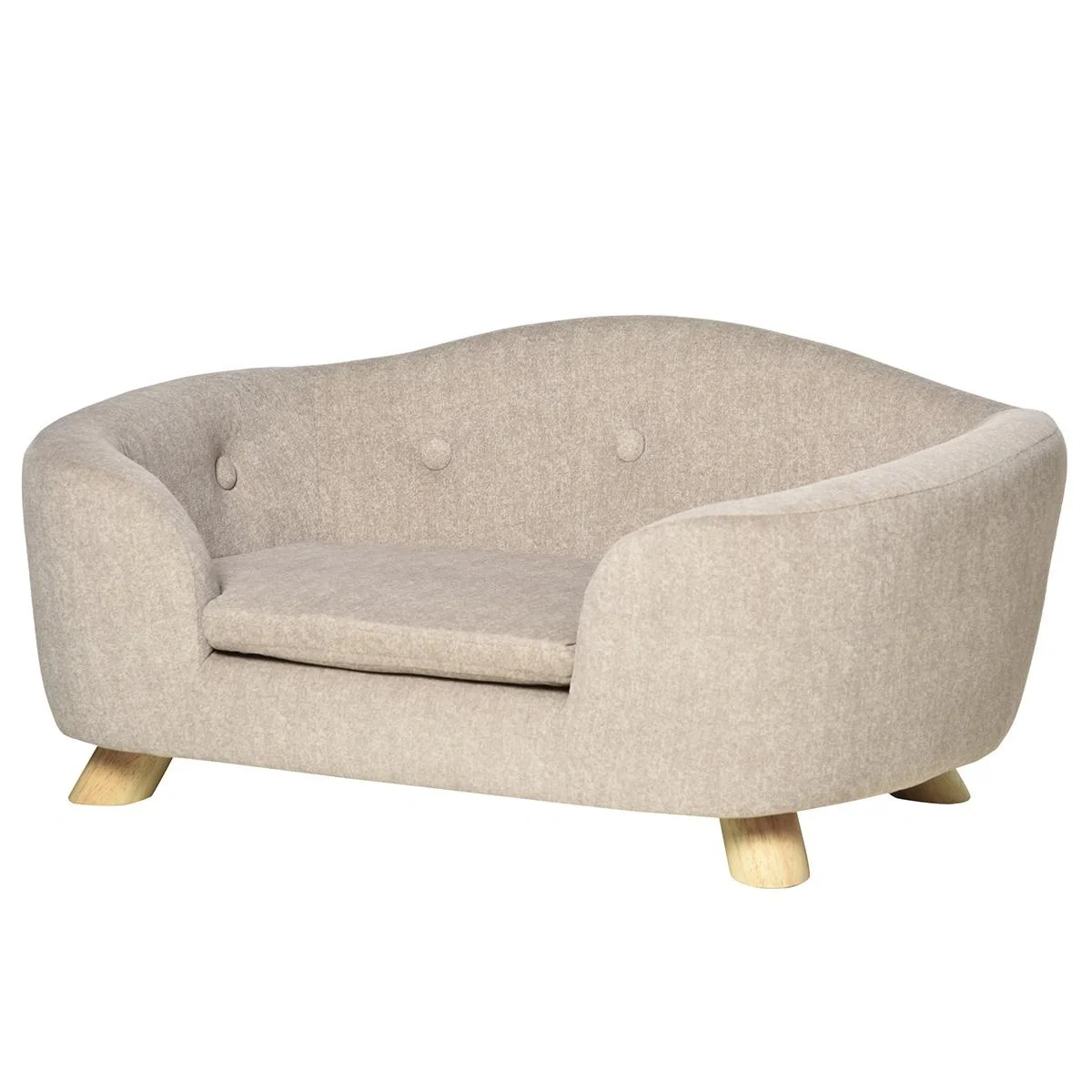 Haustiersofa Hundematte Hundebett Hundesofa Hundecouch Katzen Sofa mit Kissen Rückentasche Plüsch Schaumstoff Kiefernhol - 4