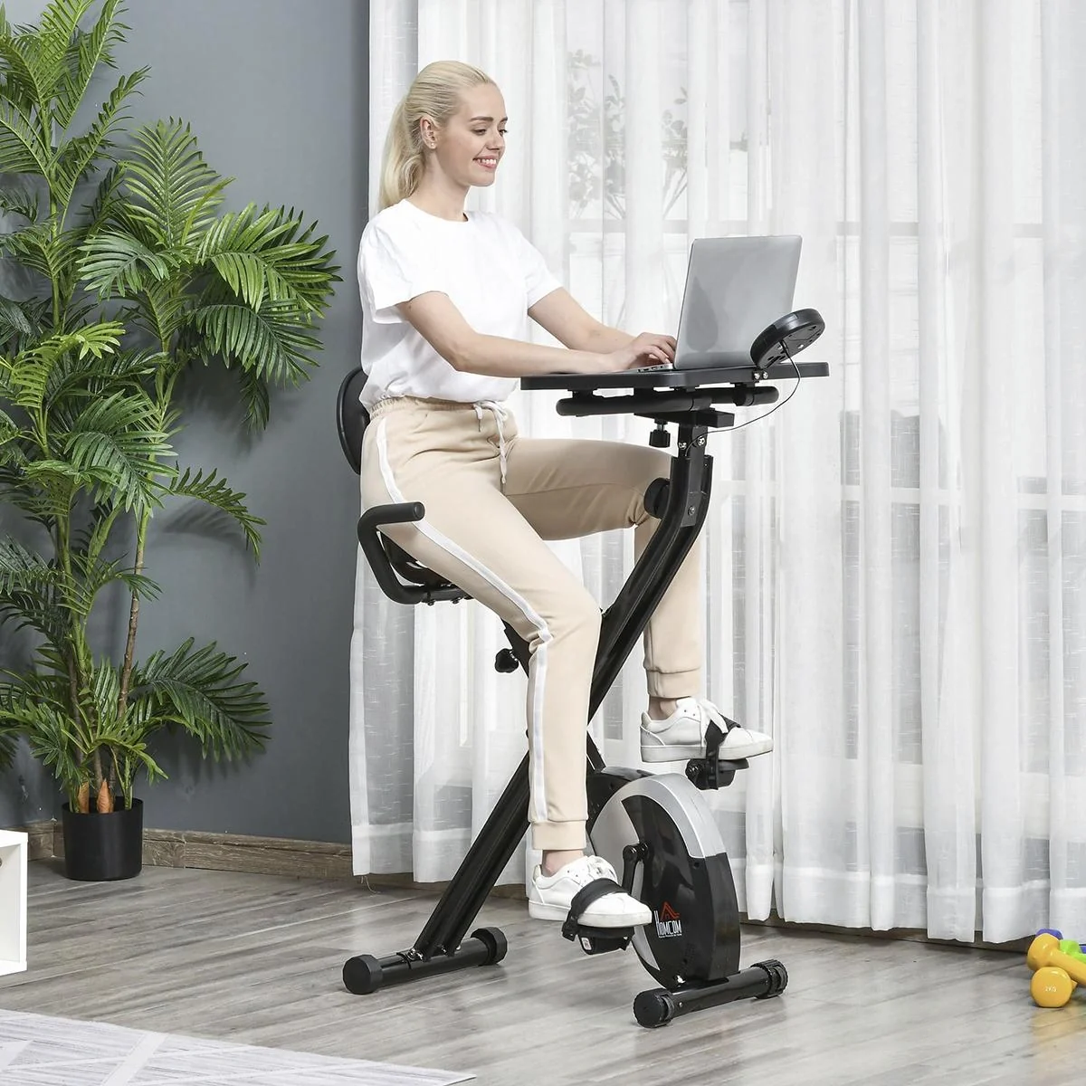 Heimtrainer Fahrradtrainer 1,5 kg Schwungrad Trimmrad mit 8 stufig einstellbarem Magnetwiderstand Rädern Stahl ABS Schwa - 3