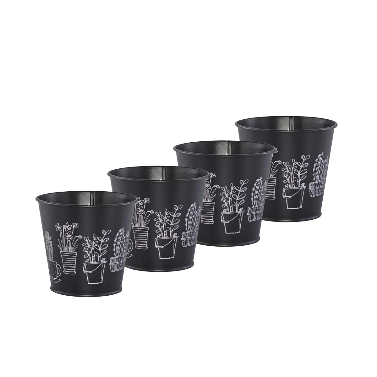 Übertopf aus Metall in Schwarz 4er Set - 1