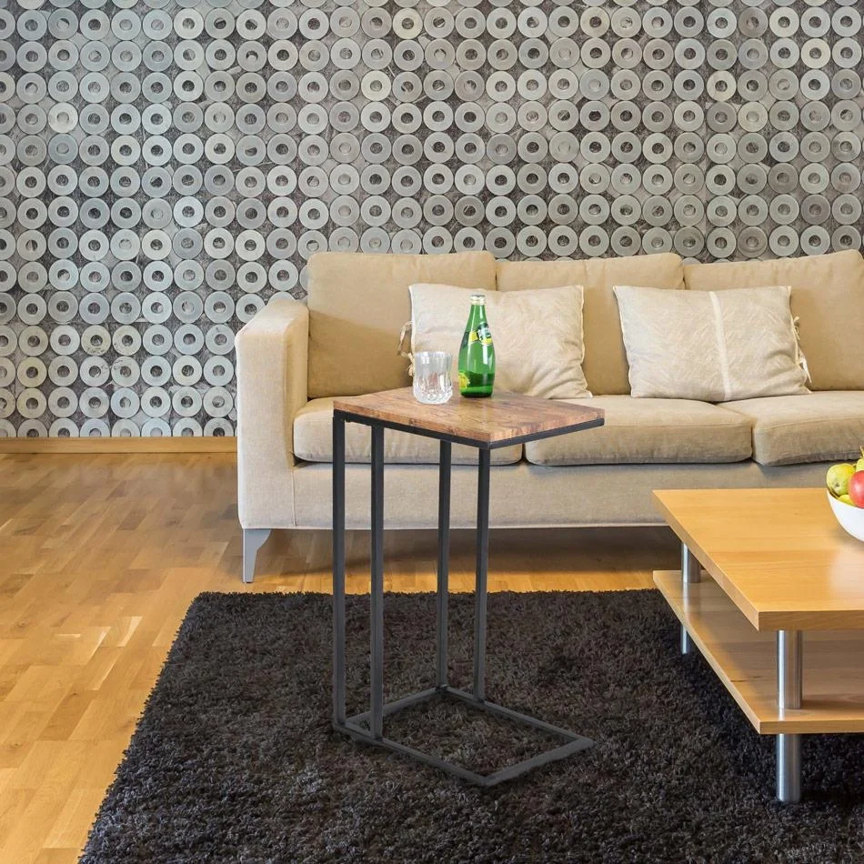 Beistelltisch - auf Rädern - Industrial - 70 x 40 x 30 cm - Schwarz/Braun - 6