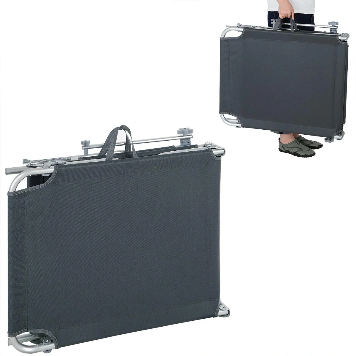 Liegestuhl 'Ibiza' mit Schiebedach aluminiumgrau 190 x 59 x 29cm - 7