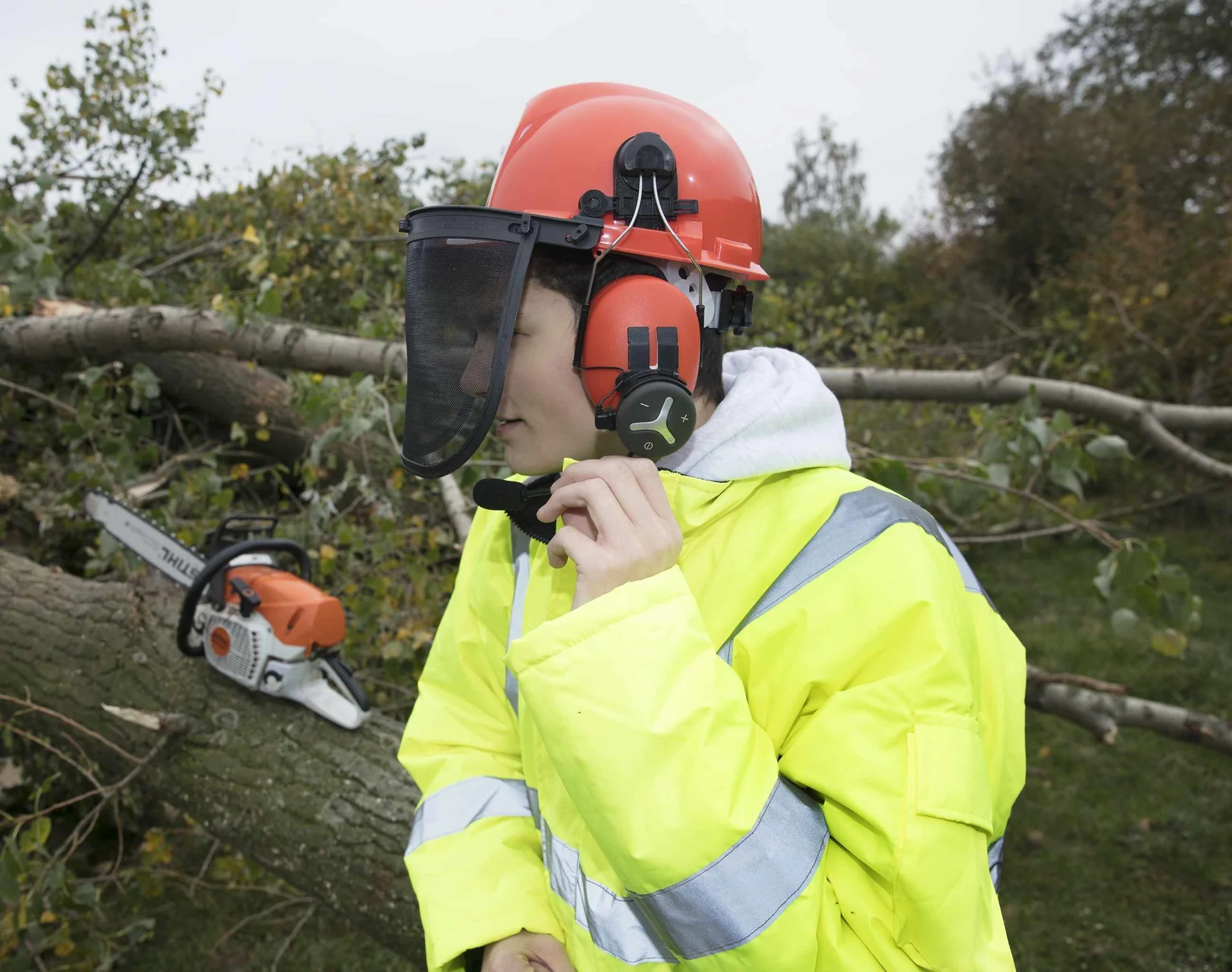 Forsthelm mit Bluetooth Sprechsystem 3er Set - Treetalk Trio - 9