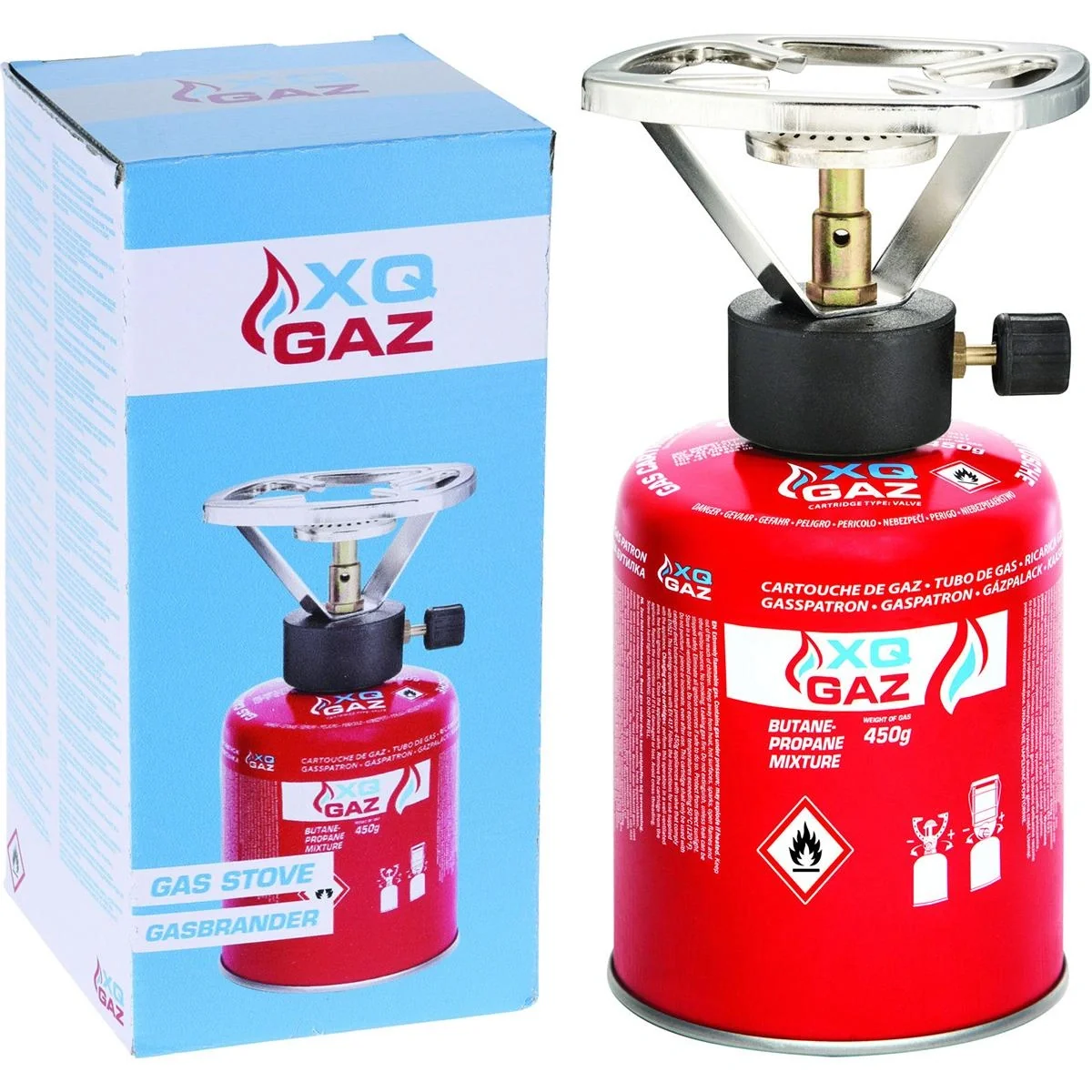 XQGaz 1 Pits Camping-Gas-Kocher - Mit Nachfüllung 450 Gramm - 1