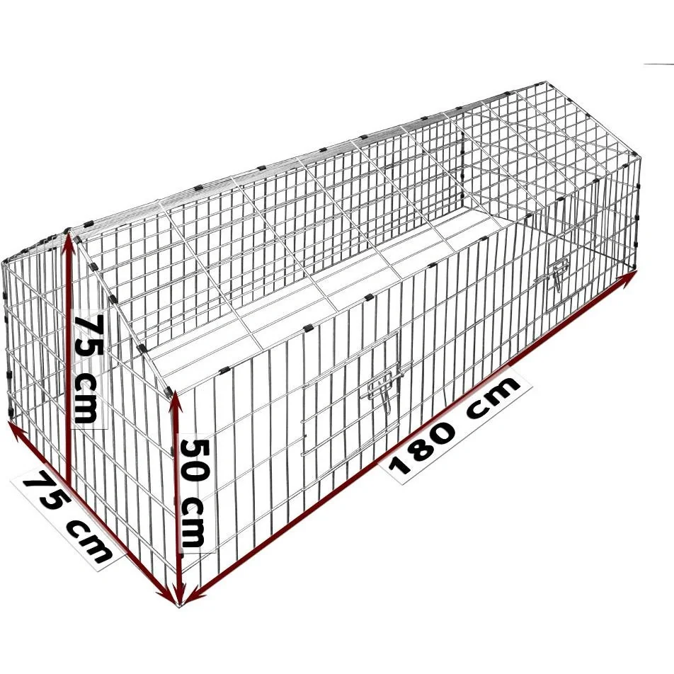 Kaninchenstall | Freilaufstall | Inklusive Sonnenschirm | 180 x 75 x 75 cm - 5