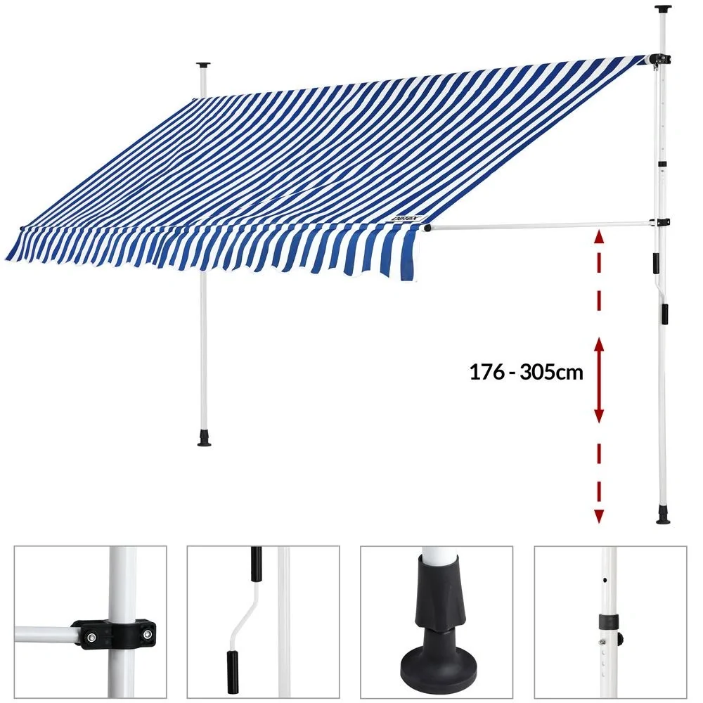 Klemmmarkise blau/weiß 400cm - 5