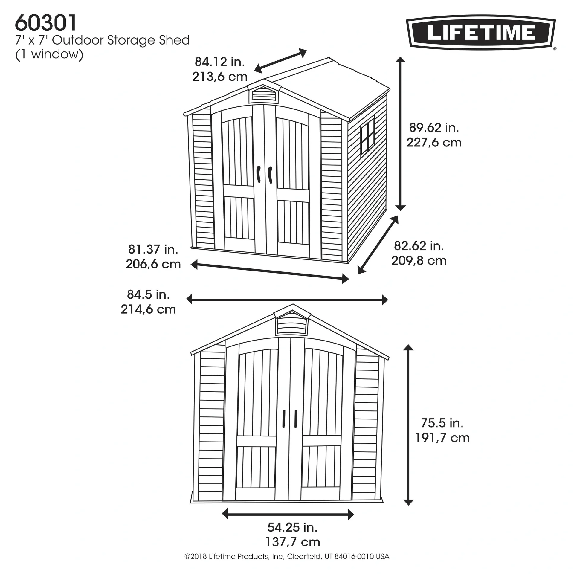 Garten-/ Gerätehaus, Geräteschuppen „Stella“, Kunststoff, Anthrazit, 214 x 215 x 228 cm - 13