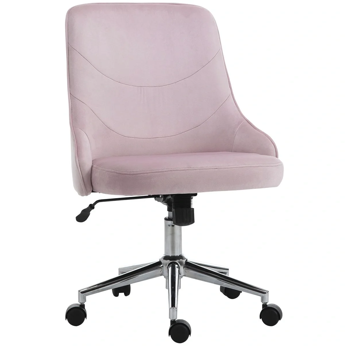 Bürostuhl Schreibtischstuhl Computerstuhl Drehstuhl SOHO-Stil Arbeitstuhl mit Wippenfunktion höhenverstellbar Samt Rosa - 3