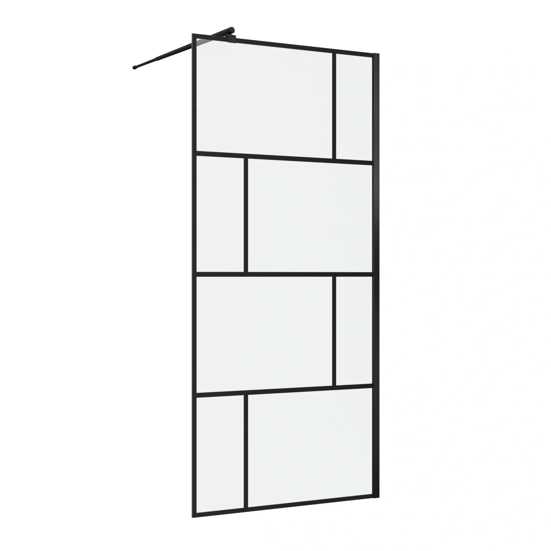 Duschwand in modernem Design 90 x 195 cm - Glasdusche mit matt schwarzen Wandprofil - inklusive Wandhalterung - 2