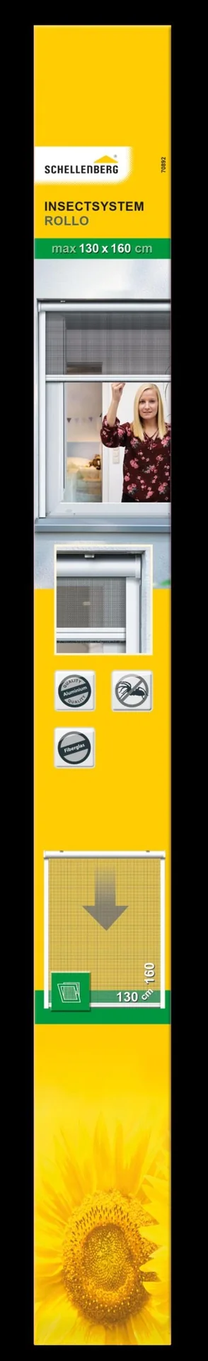 Insektenschutzrollo für Fenster, Farbe weiß, 130 x 160 cm - 3