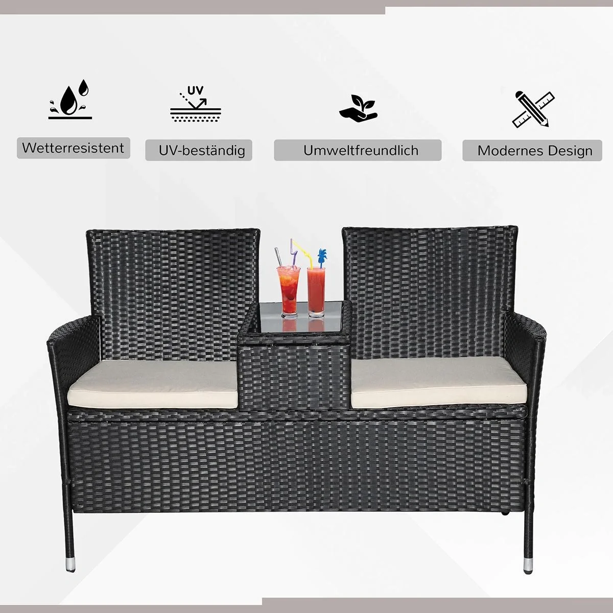 Polyrattan Gartenbank - 10