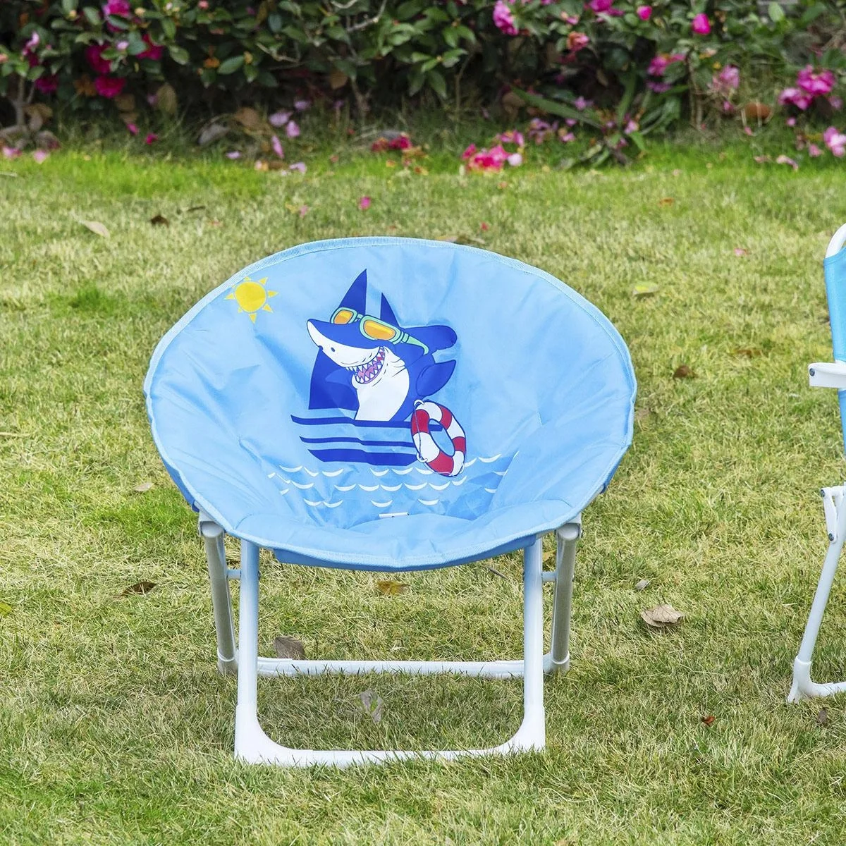 Campingstuhl faltbar Kinder Klappstuhl Mondstuhl drinnen und draußen für 3 bis 5 Jahre Kinder stahlblau Ø50 x 49H cm - 6