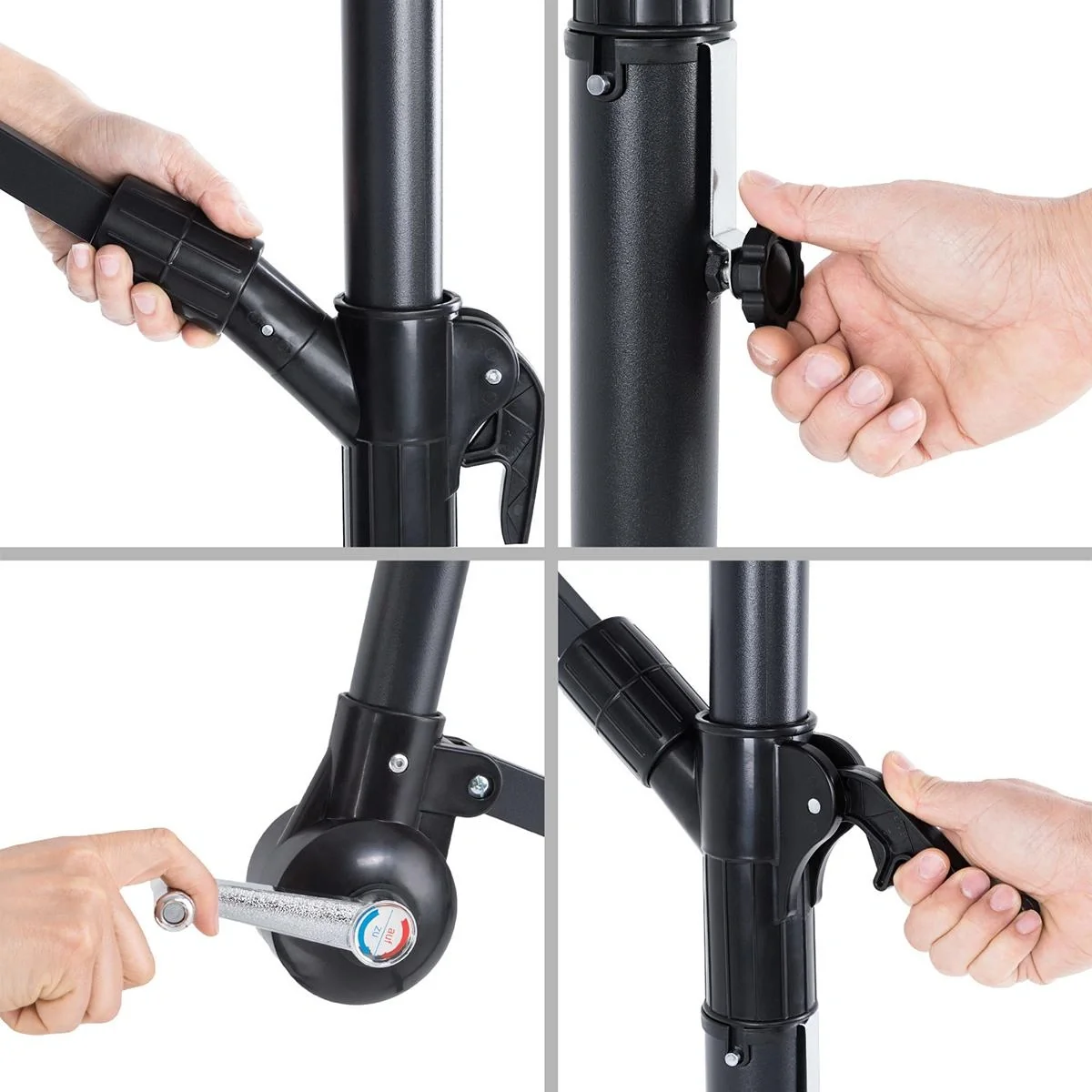 Sonnenschirm faltbar aus Aluminium rot mit Kurbel Ø 300 cm - 10