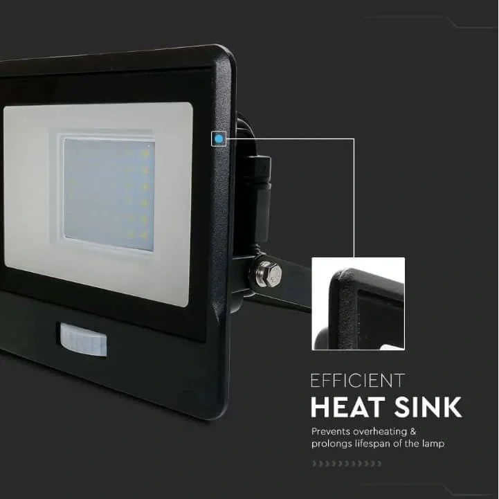 VT-138S LED-Flutlicht mit Sensor - 30 W - 2340 Lm - 3000K - Schwarz - 9