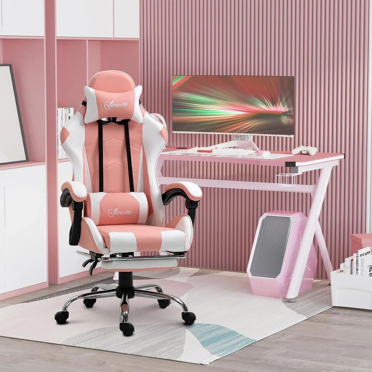 Gamingstuhl Computerstuhl Ergonomischer Bürostuhl Gamer Stuhl mit Kopfstütze Lendenkissen Bürostuhl höhenverstellbar 360 - 4
