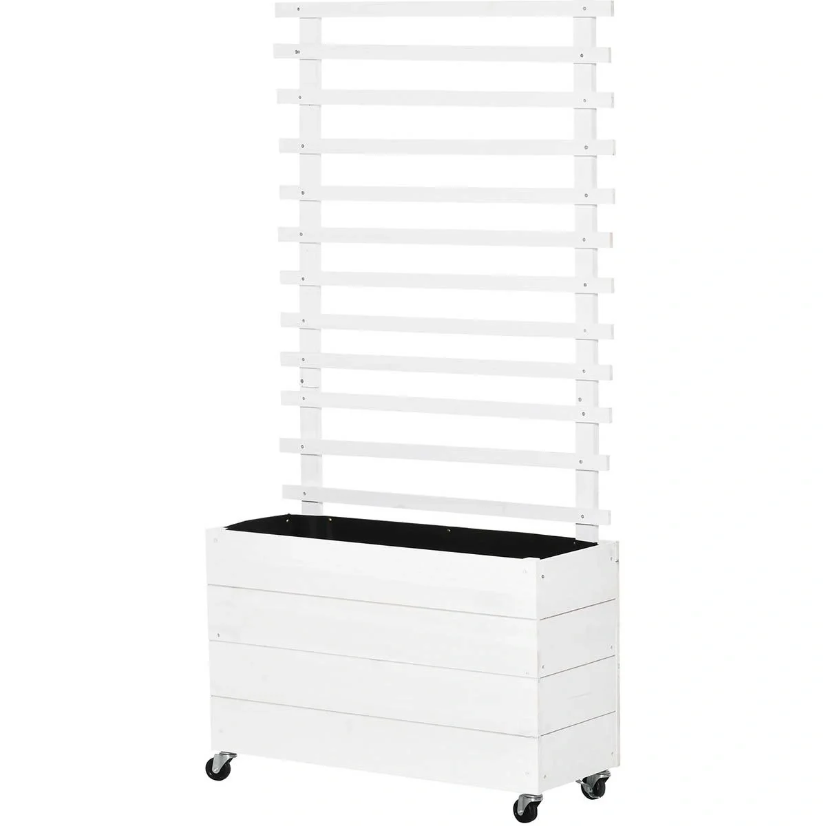 Blumenkasten mit Rädern - Kletterwand - Weiß - 76 x 30 x 155 cm - 6