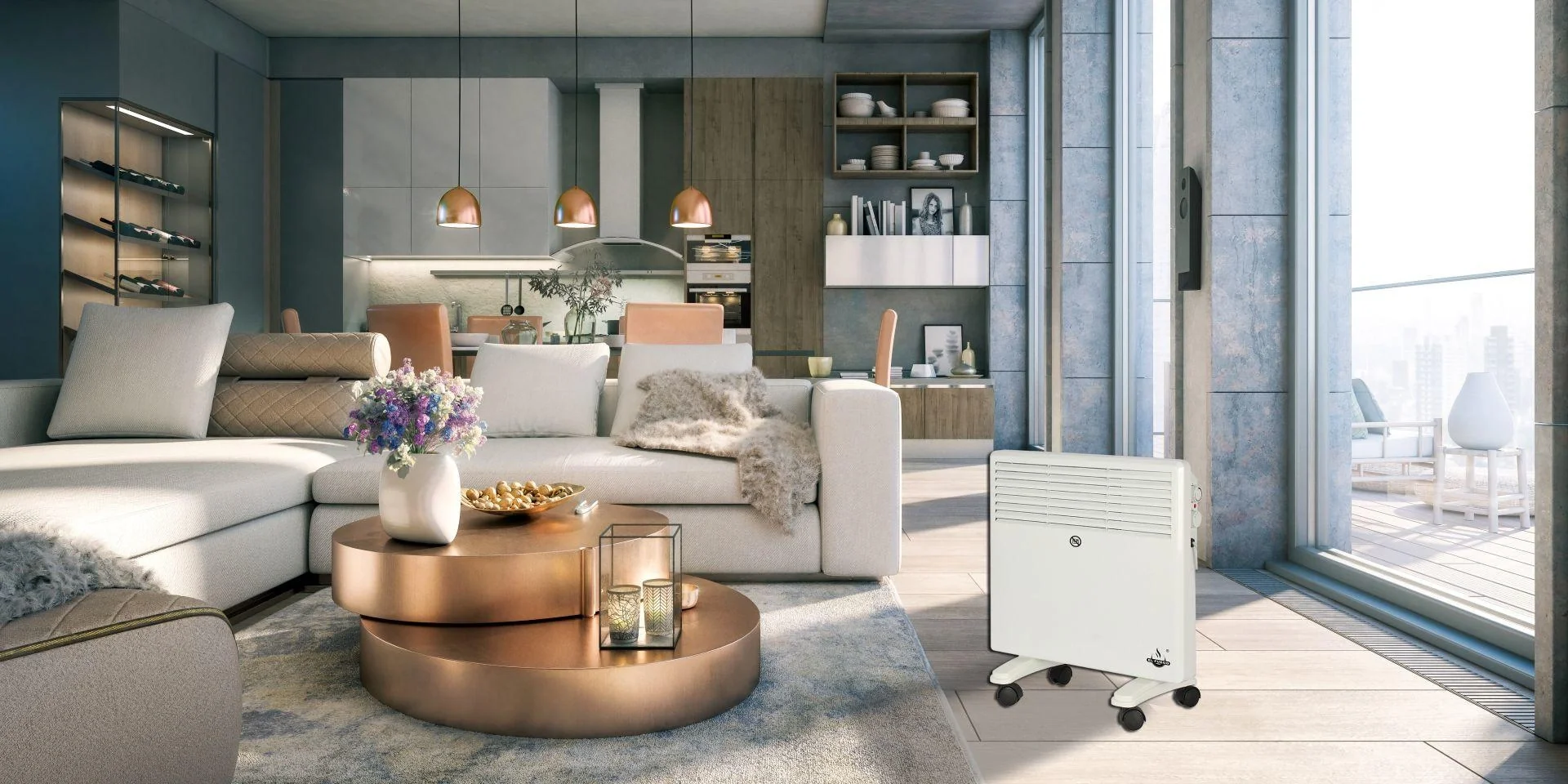 Mobiler Heizkonvektor, weiß, 1000 W - 9