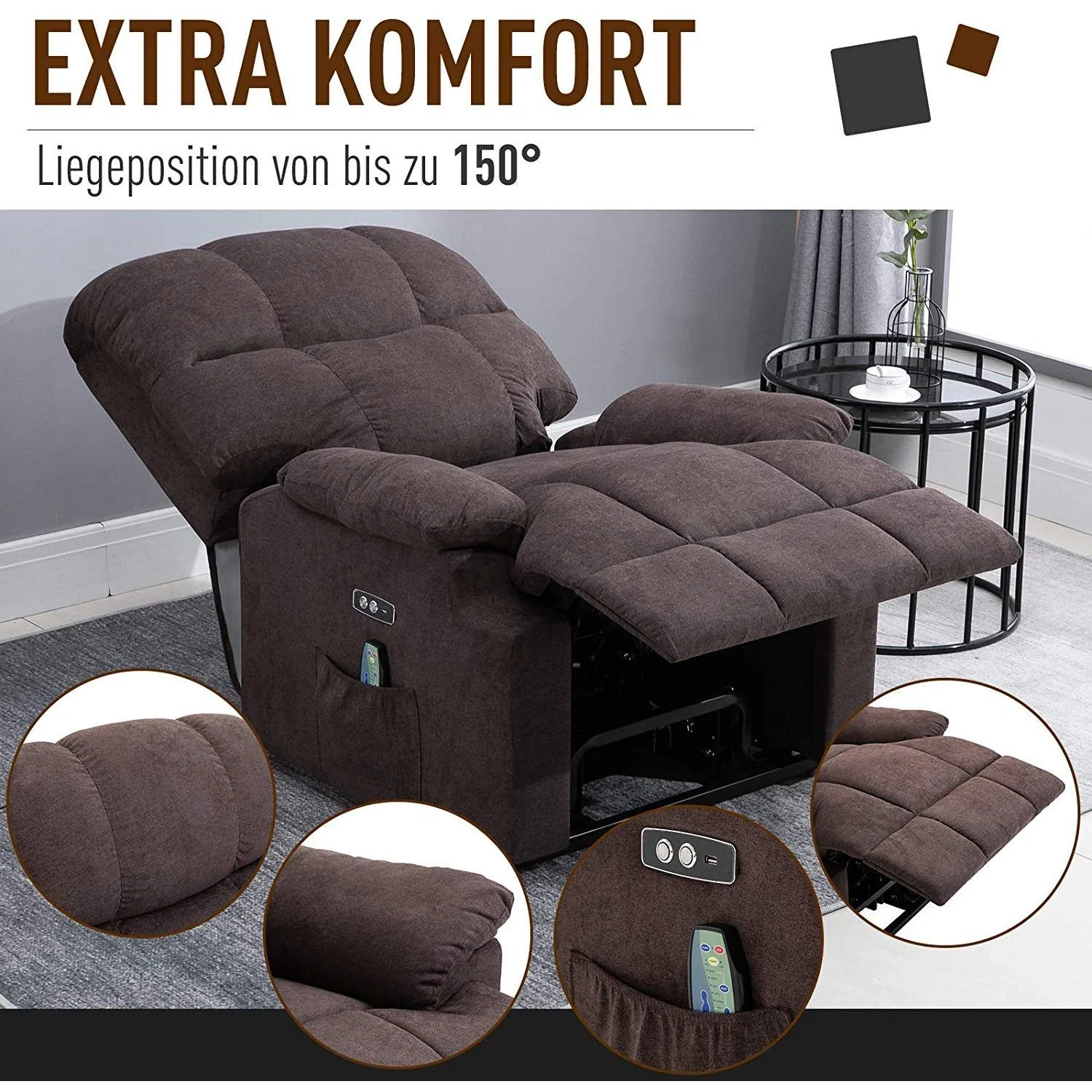 Massagesessel mit Wärmefunktion und Aufstehhilfe - 1