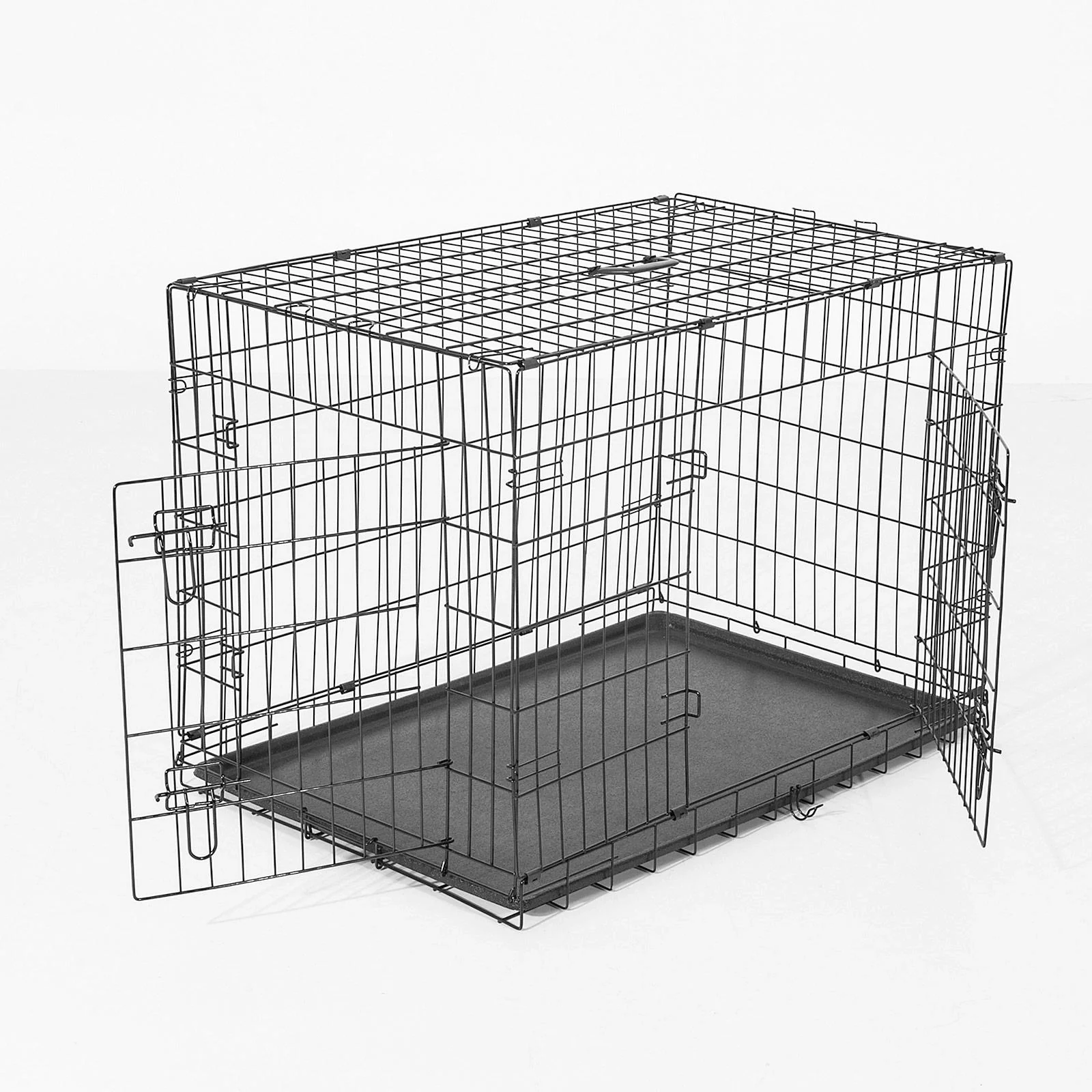 Hunde Transportkäfig Transportbox Drahtkäfig Hundebox Käfig Schwarz L - 3
