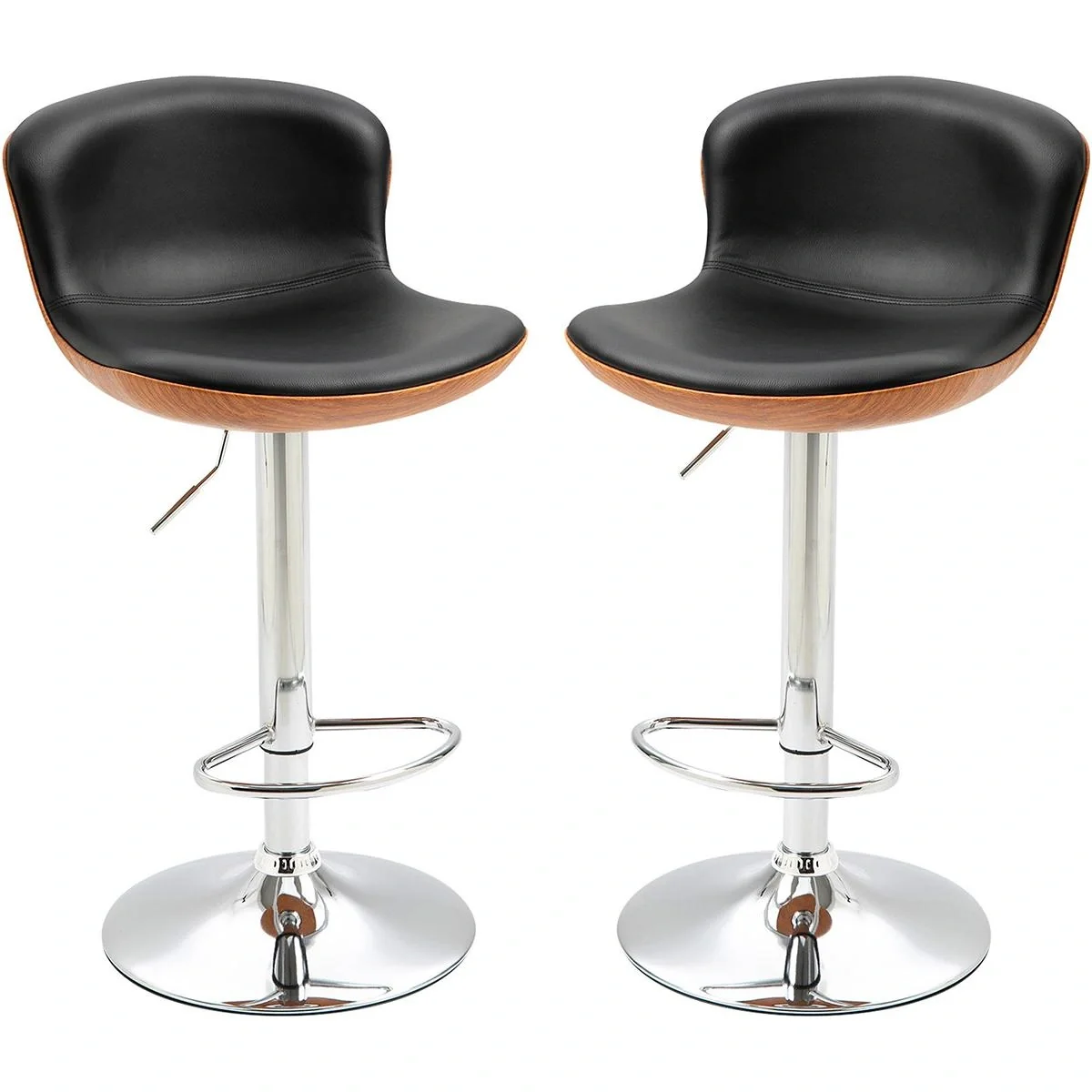 Barhocker mit Fußstütze, 2er-Satz, schwarz - 1