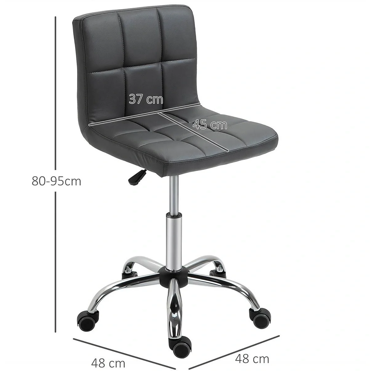 2er-Set Arbeitshocker mit Rückenlehne Rollhocker aus Kunstleder Drehhocker mit Lehne Kosmetikhocker 80-95 cm höhenverste - 4