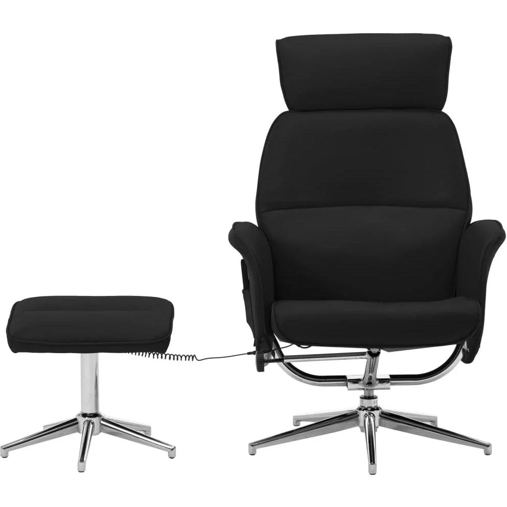 Massagesessel verstellbar mit Fußhocker schwarz - 8