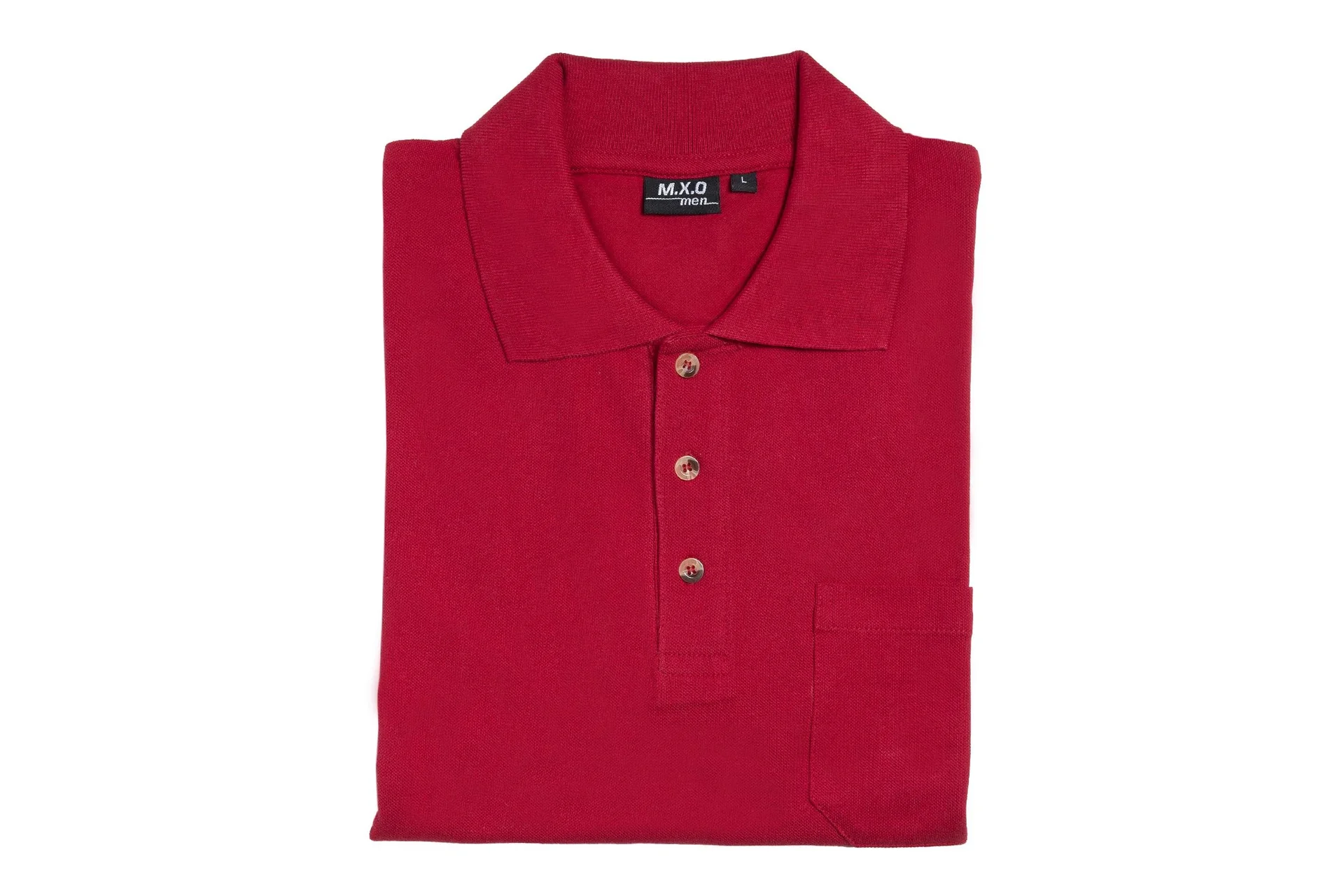Poloshirt mit Knopfleiste und Brusttasche, Farbe rot, Gr.L - 2