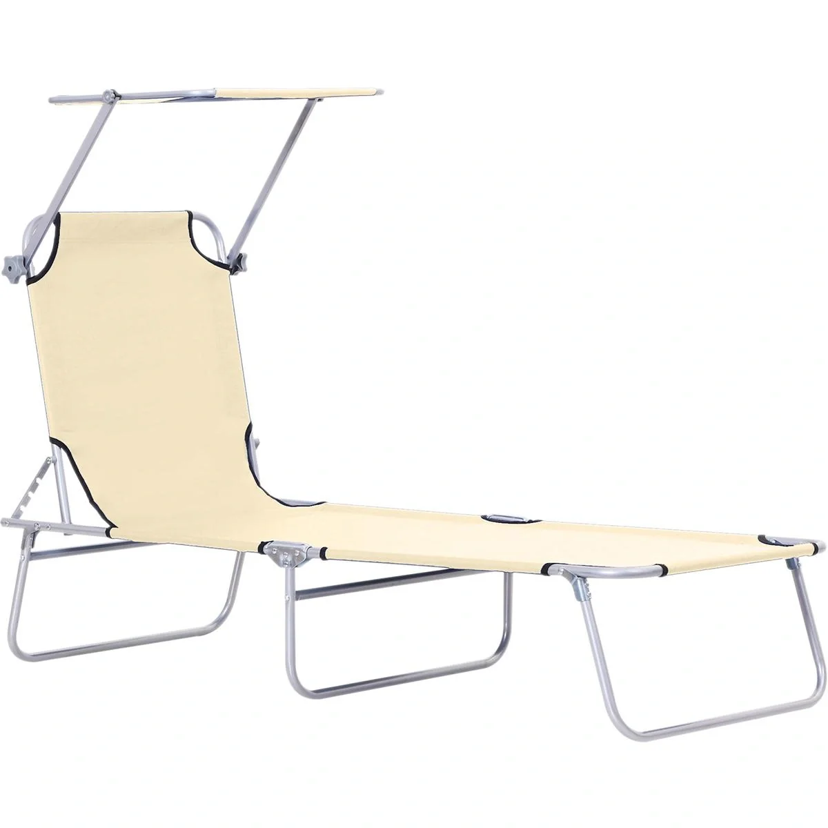 Gartenliege - klappbar - mit Sonnenschirm - Beige - 187 x 58 x 36 cm - 6