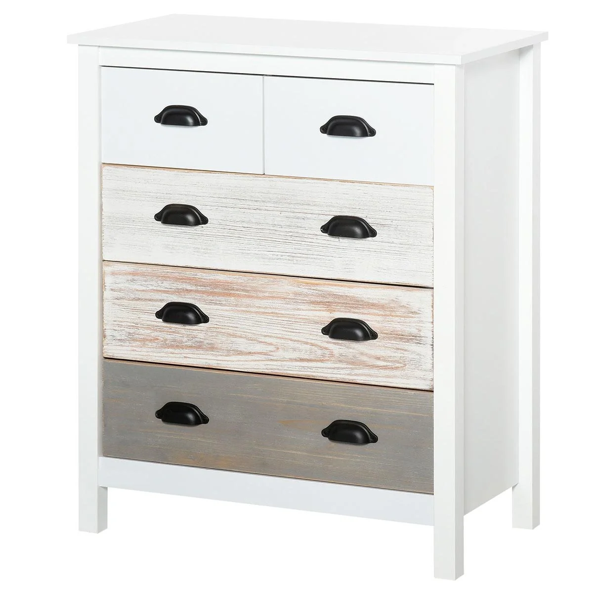 Schubladenschrank Beistellschrank mit 5 Schubladen Kommode MDF Tannenholz 70 x 38 x 85 cm - 5