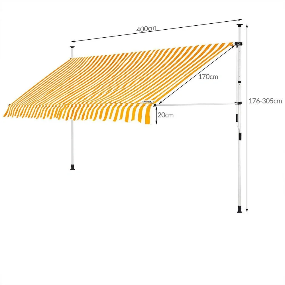 Klemmender Baldachin Gelb/Weiß 400cm - 7