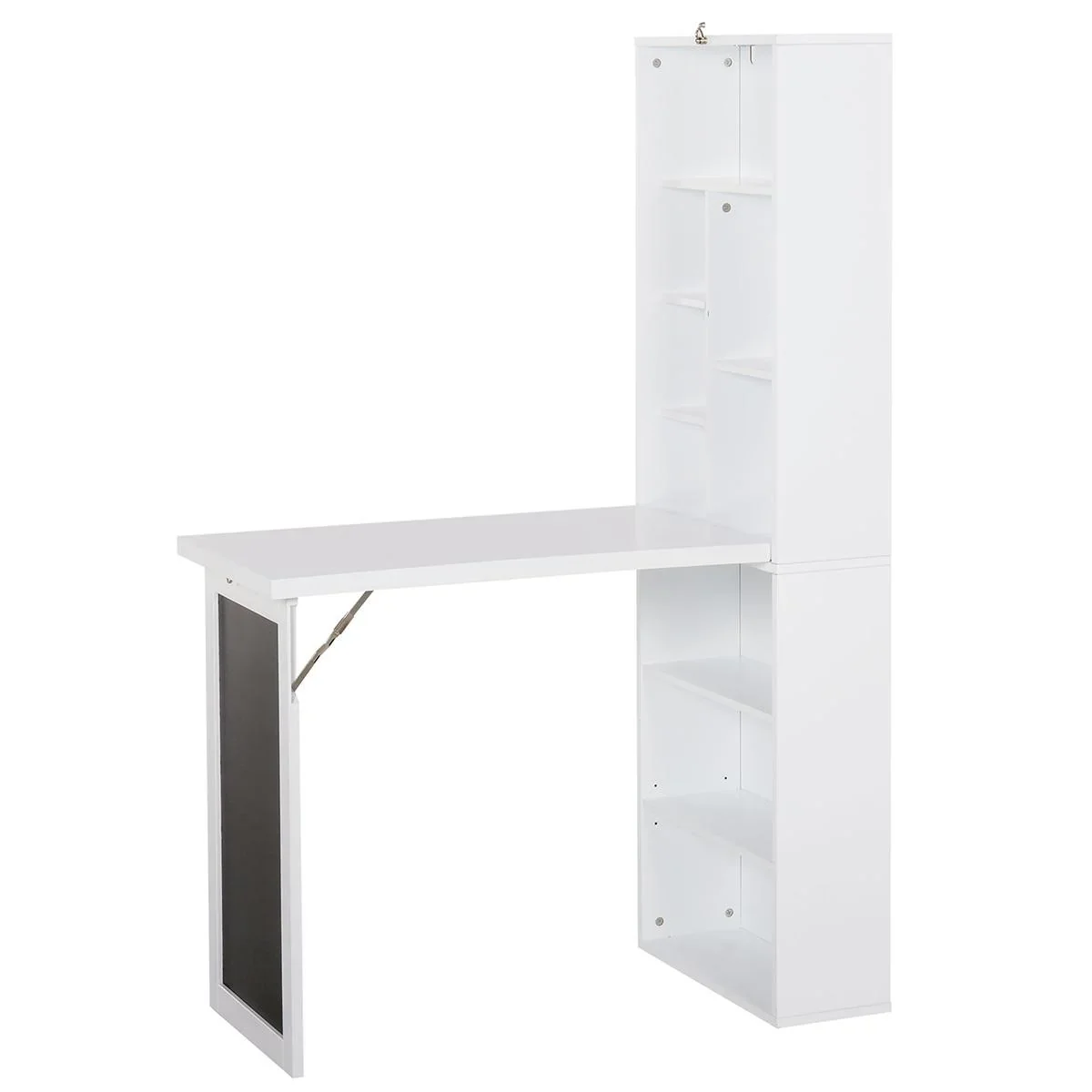 Schreibtisch klappbar mit 6 Fächer Bücherregal mit 3 Regale Computertisch Bürotisch E1 Spanplatte Metallrahmen Weiß 98 x - 3