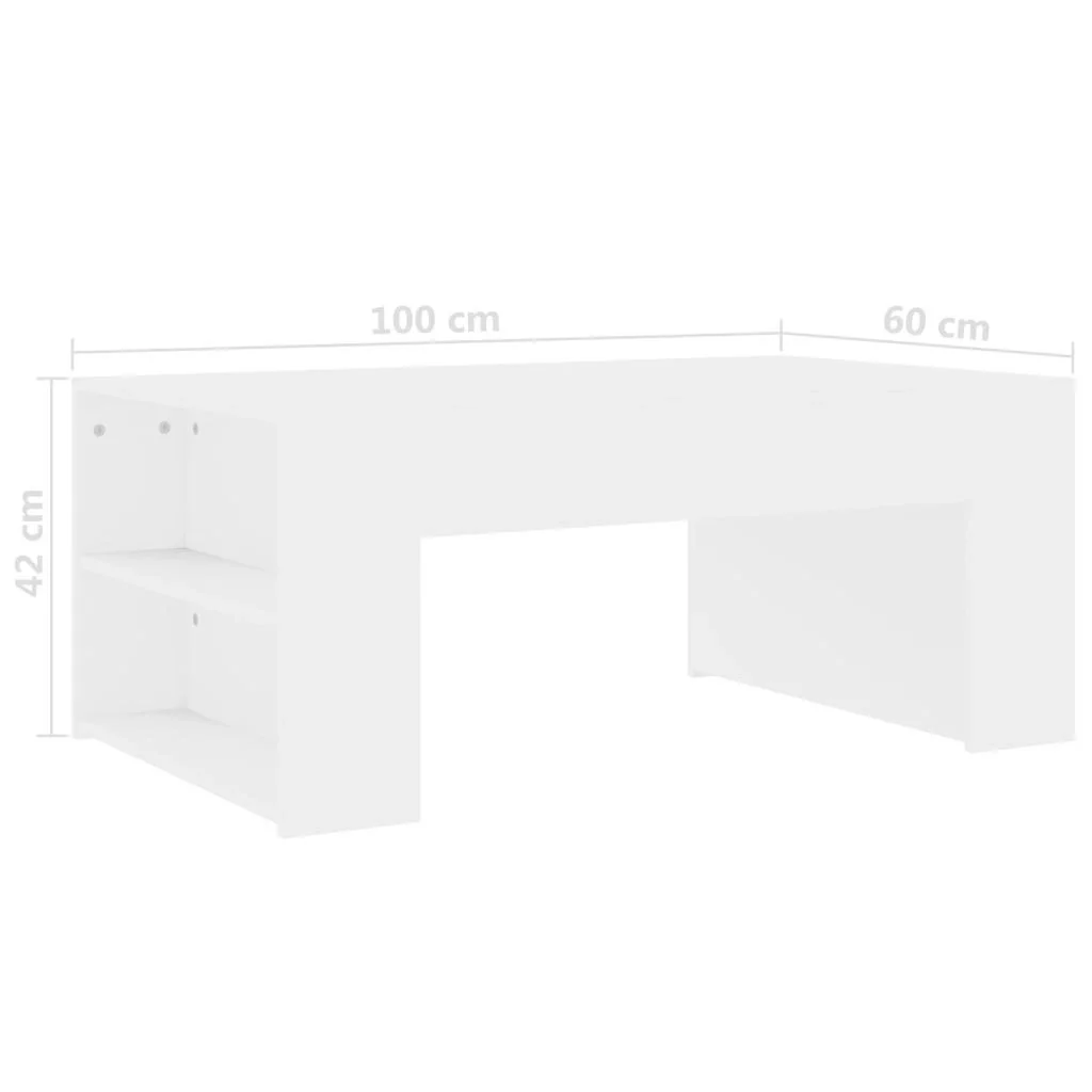 Couchtisch 100x60x42 cm Spanplatte weiß - 5