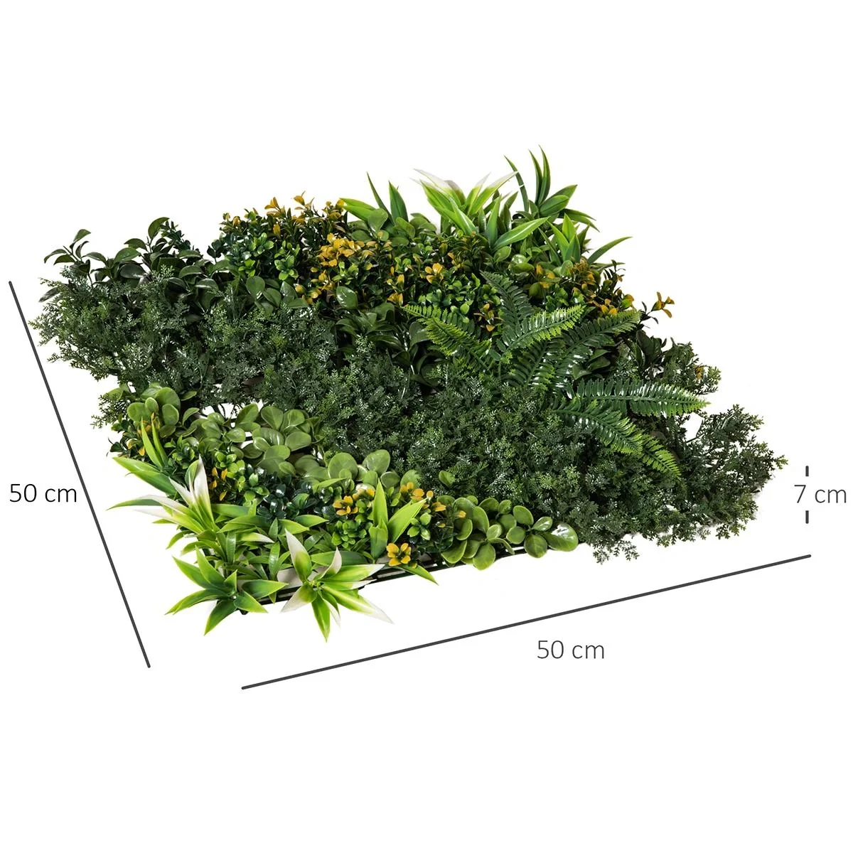 12 Stück künstliches Pflanzenwand Hecke 50x50 cm UV-Schutz Sichtschutz Mehrblättriges Design Heckenpflanze für Garten Ou - 5