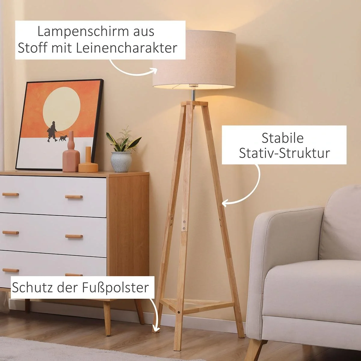 Stehlampe Wohnzimmer Tripod Stehle - 3