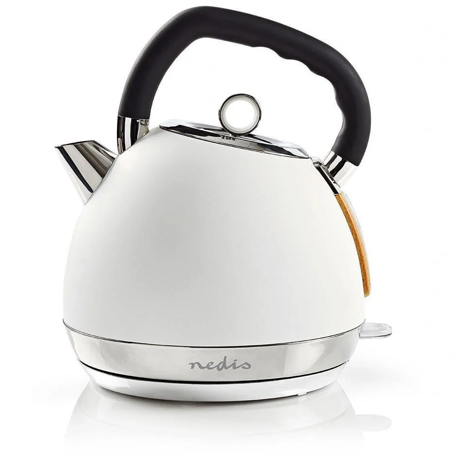 Nedis Wasserkocher - 2200W - 1.8L - Soft-Touch - Weiß - 360-Grad-Drehung - Kochtrockenschutz - 6