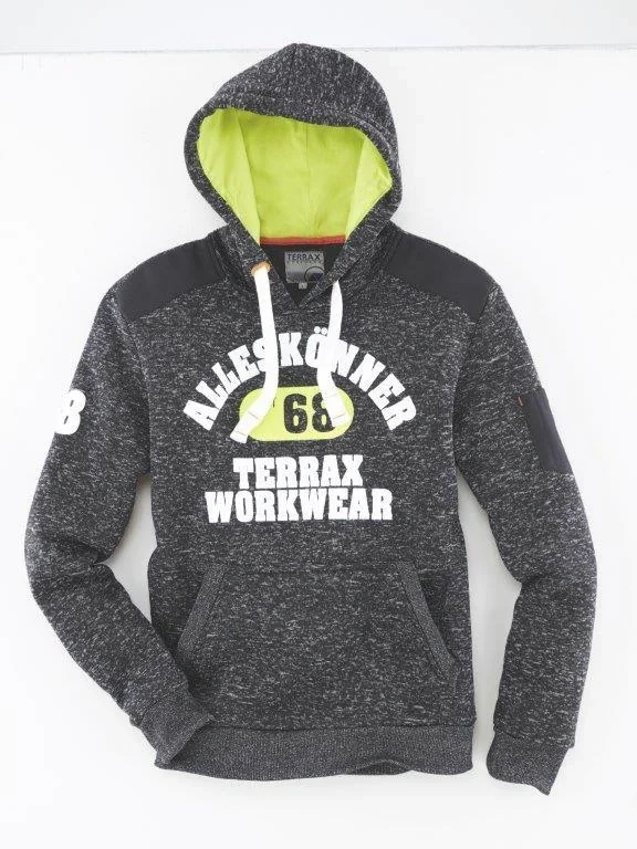 Kapuzenpulli, Farbe schwarz/limette meliert, Gr.XL - 1