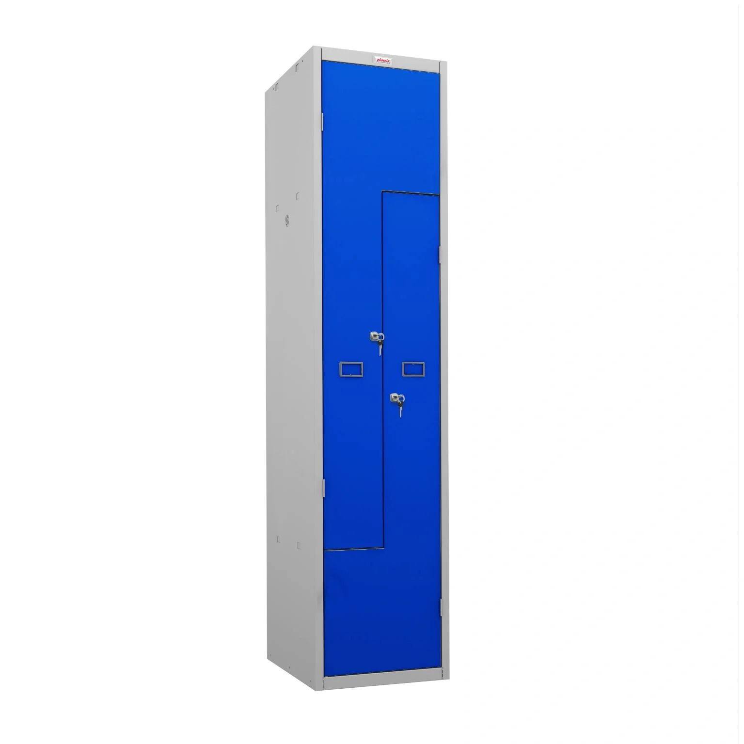 Schließfach-Spind Z PLZ-Serie - 2 Türen mit Schlüsselschlössern, grau-blau - 5