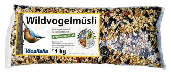 Set Vogelfutterstation mit Vögeln + 2 x Streu-Futter, je 1 kg - 2